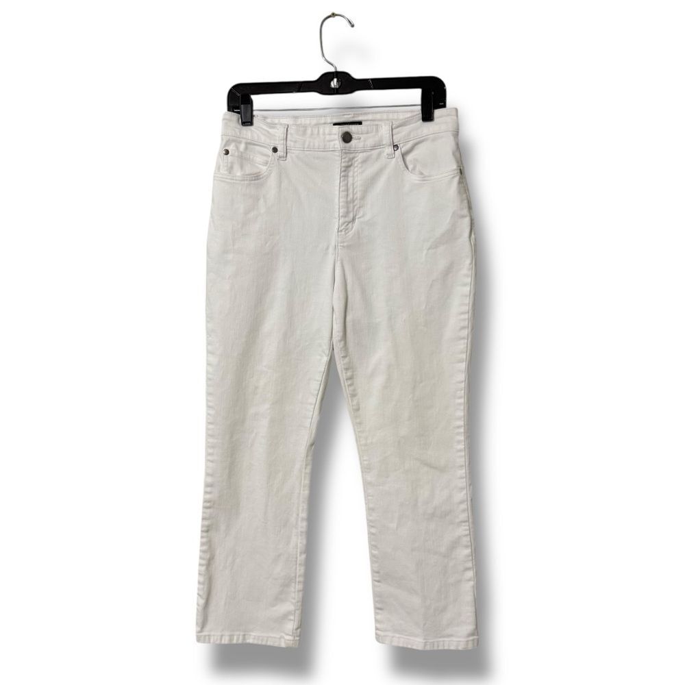 Eileen Fisher White Cropped Jeans 8 High Rise Minimal Clean Capsule Denim
